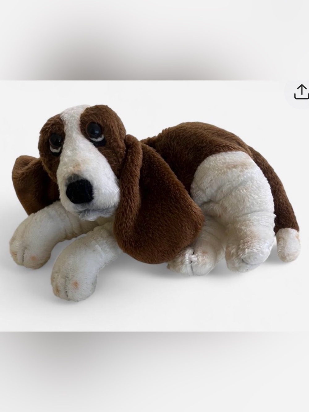 Hush Puppies Brown and White Plush Basset Hound Dog Toy